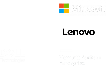 Partners logotypes Apple, Microsoft, HP, Lenovo, Dell, HPE
